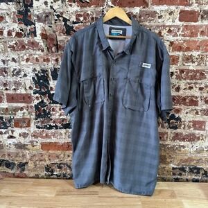 Magellan Outdoors Men Fish Gear Short Sleeve Vented Shirt 3XL Relaxed Gray Plaid